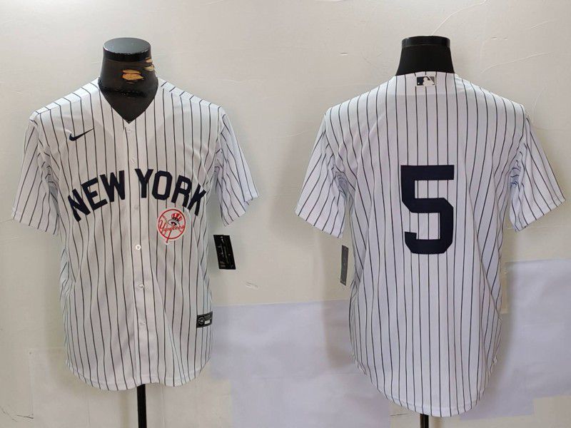 Men New York Yankees #5 No Name White stripe Game 2024 Nike MLB Jersey style 9022->san francisco 49ers->NFL Jersey